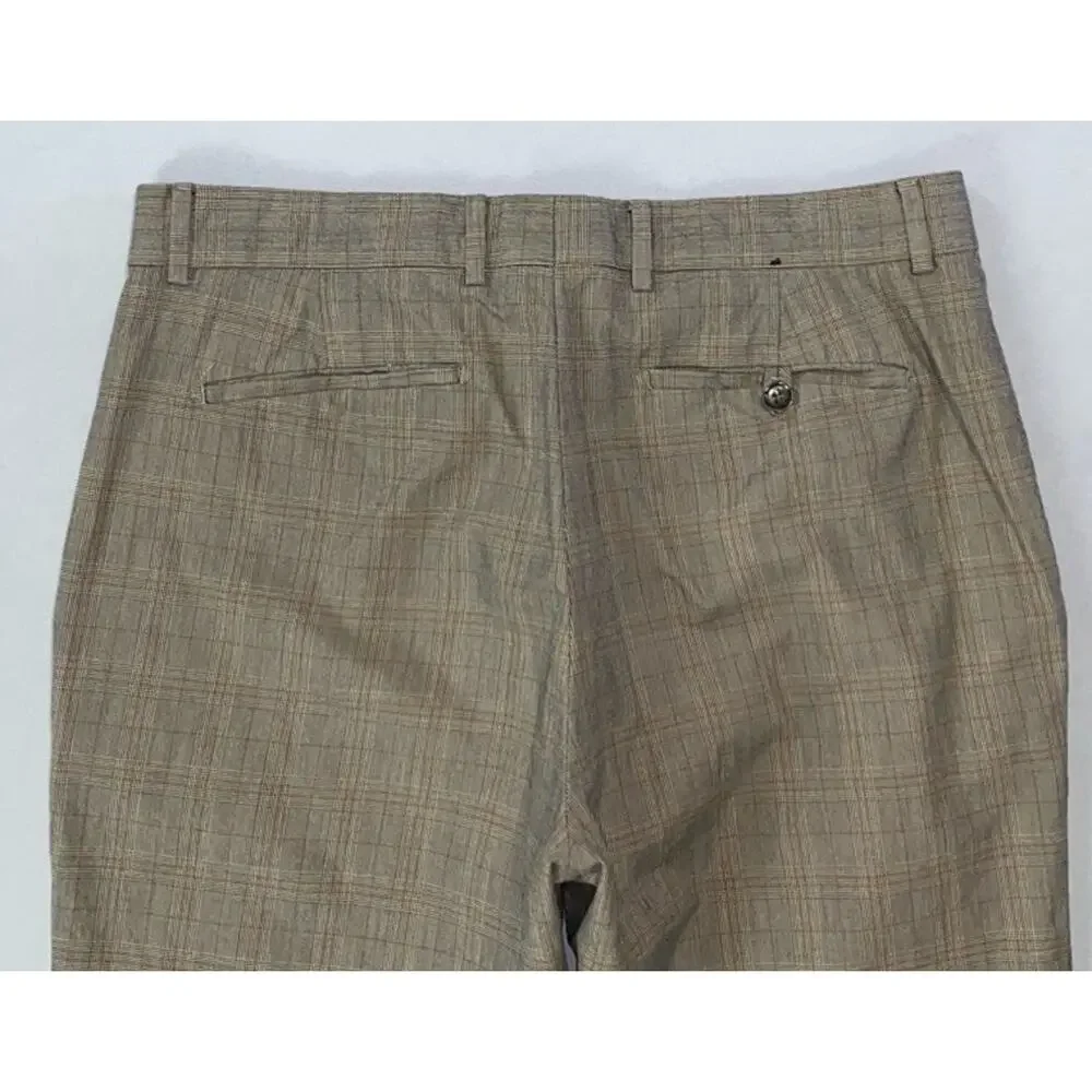 Banana Republic Modern Fit Flat Front 100% Cotton Dress Pants. Glen Plaid, 34X30